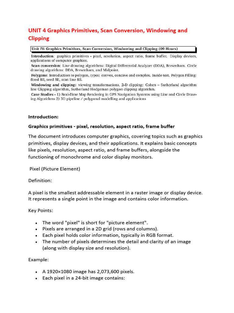 Graphics Primitives and Display Concepts | PDF | Display Resolution | Pixel