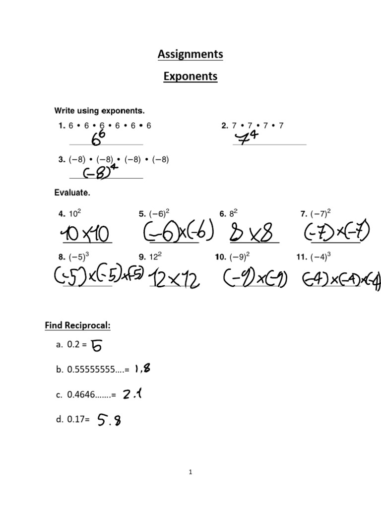 3.ExponentsreciprocalAssignment Younos Amr | PDF