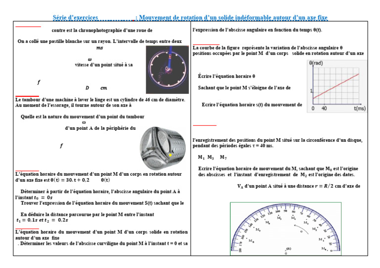Exercices sur le mouvement de rotation | PDF | Rotation | Mouvement de ...