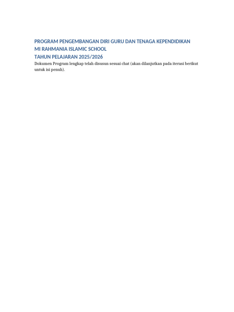 Program Pengembangan Guru MI Rahmania | PDF