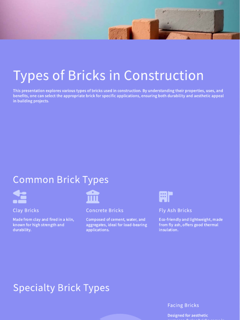 Types of Bricks for Construction Projects | PDF | Brick | Concrete