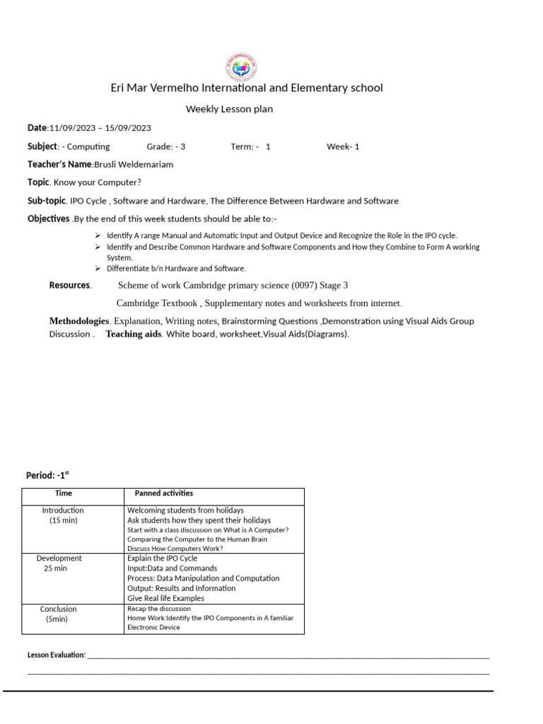 Grade 3 Computing Term 1 W.P 1. | PDF | Computer Hardware | Software