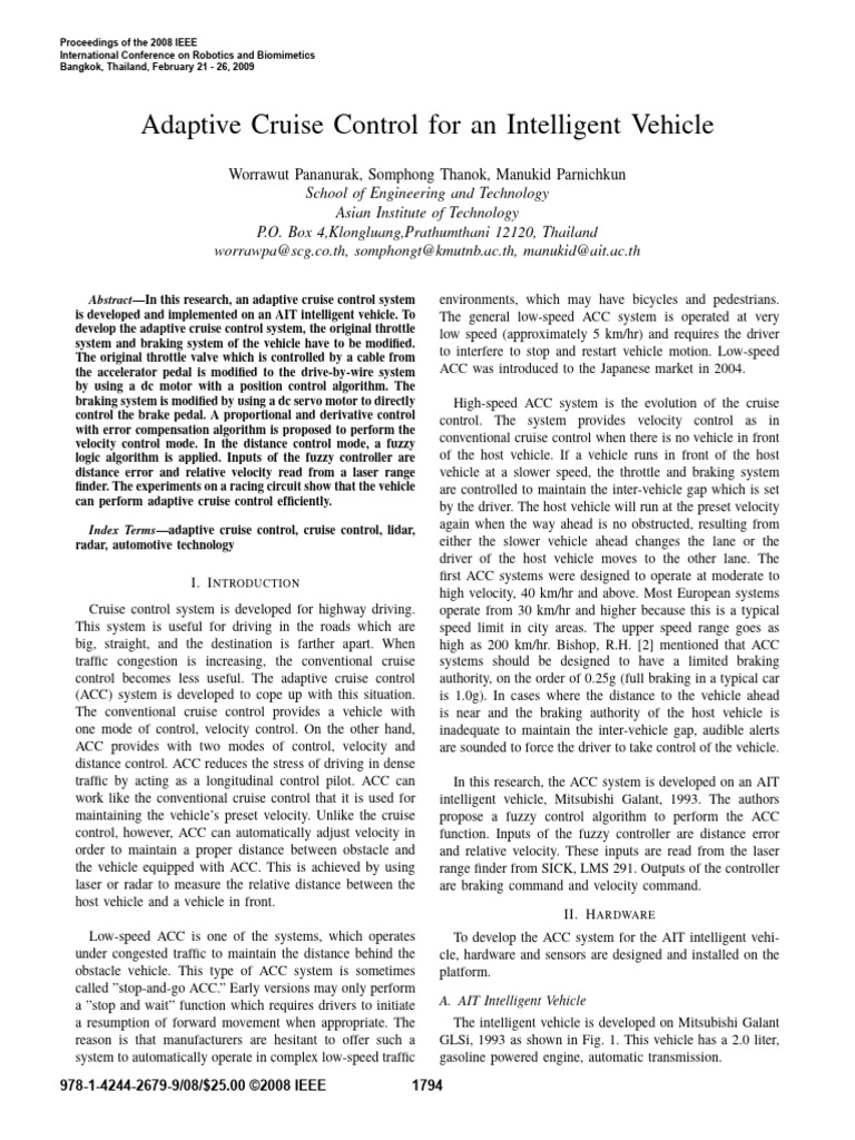 Adaptive Cruise Control System Design | PDF | Throttle | Acceleration