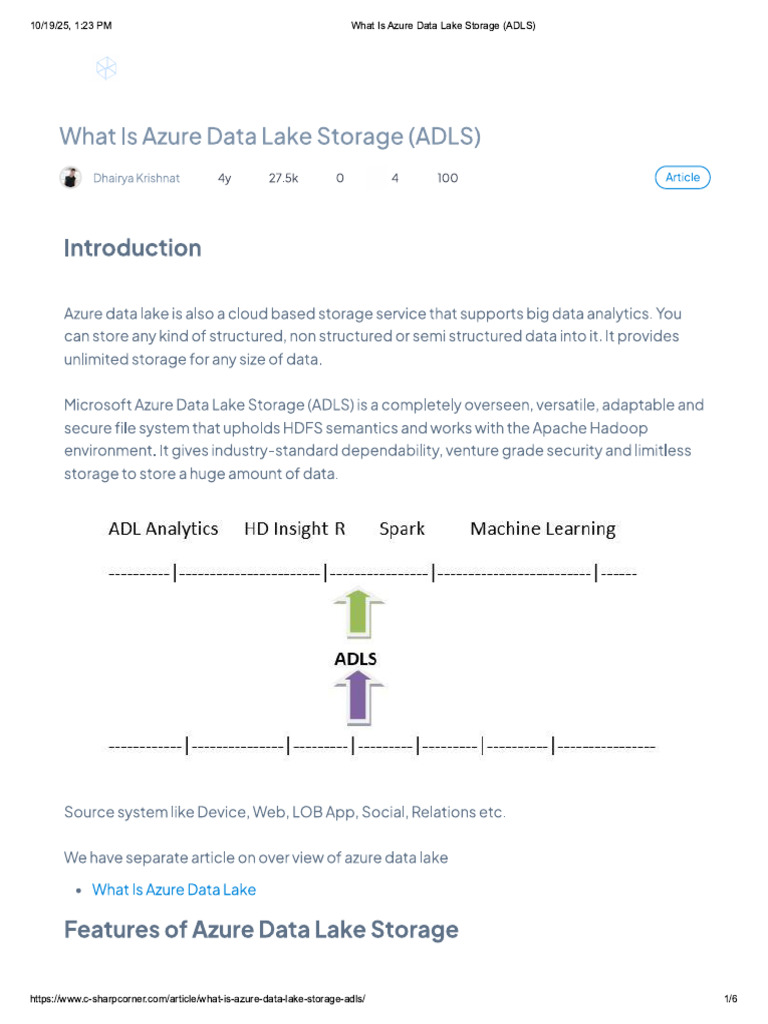 What Is Azure Data Lake Storage (ADLS) | PDF