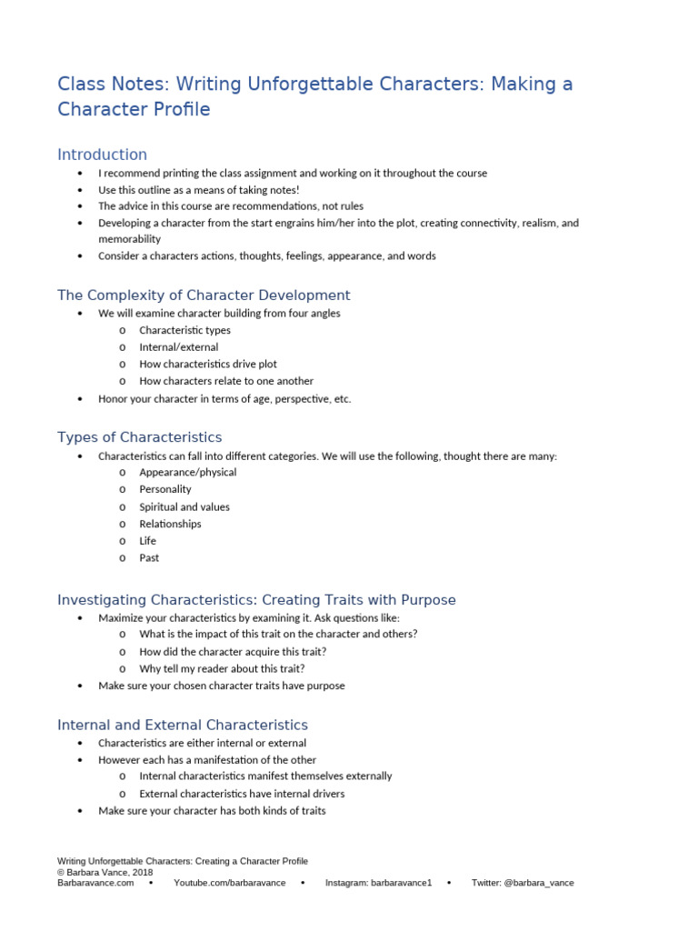 Character Profile Development Guide | PDF | Narrative | Plot (Narrative)