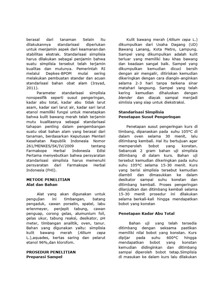Penetapan Susut Pengeringan Simplisia | PDF