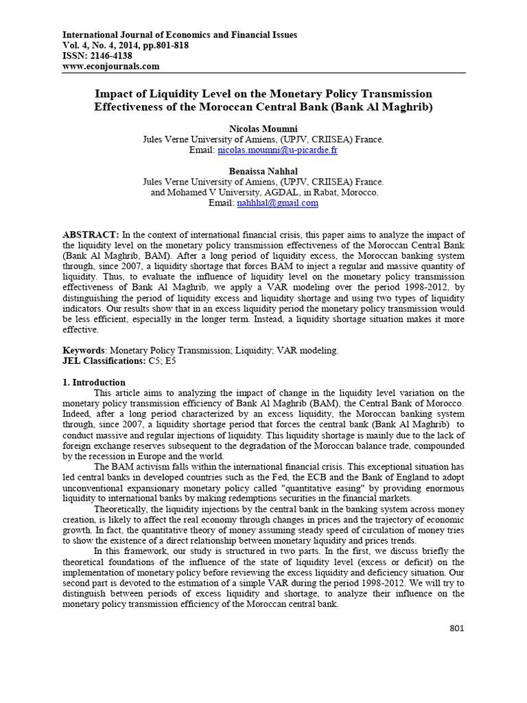 Impact of Liquidity Level On The Monetary Policy Transmission ...