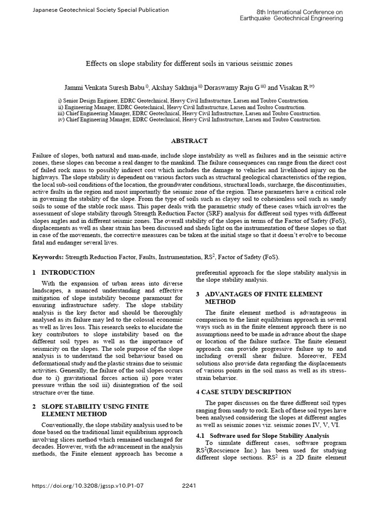Slope Stability in Seismic Zones by Soil Type | PDF | Applied And ...