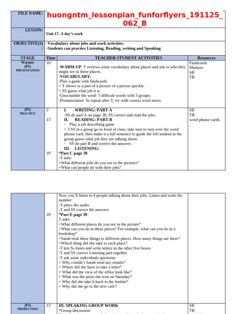 Vaschools Lesson Plan - U17 Fun 4b | PDF | Linguistics | Human ...