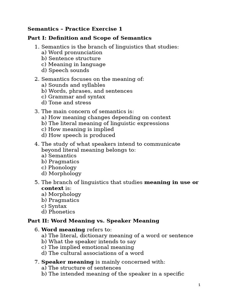 Understanding Semantics: Key Concepts | PDF | Semantics ...