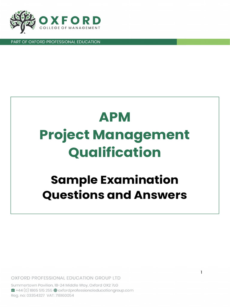 APM PMQ Sample Exam Questions & Answers | PDF | Project Management ...