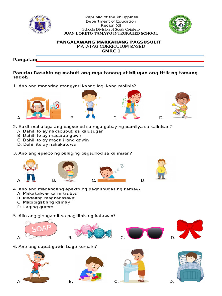 Grade 1 Matatag GMRC 2ND Quarter With Tos | PDF