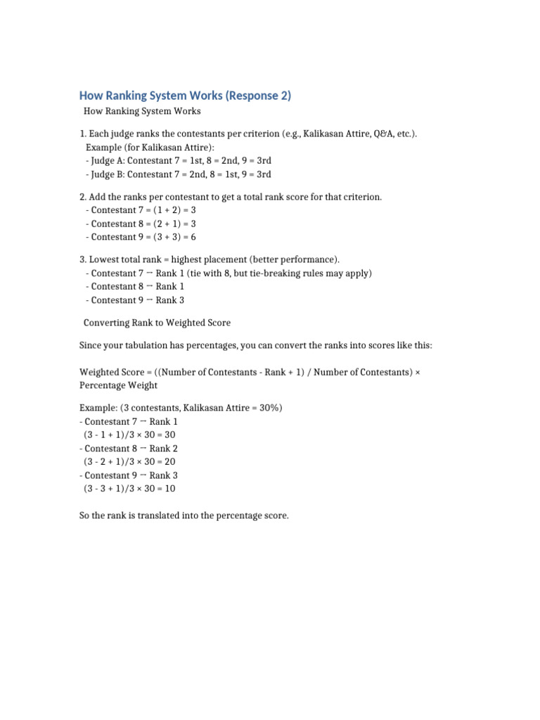 Understanding Contestant Ranking System | PDF