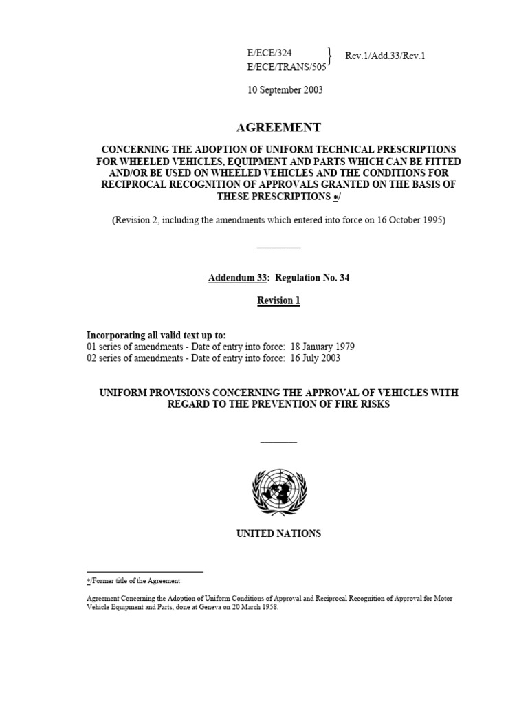 UN Regulation 34: Fire Risk Approval | PDF | Electrical Wiring | Pendulum
