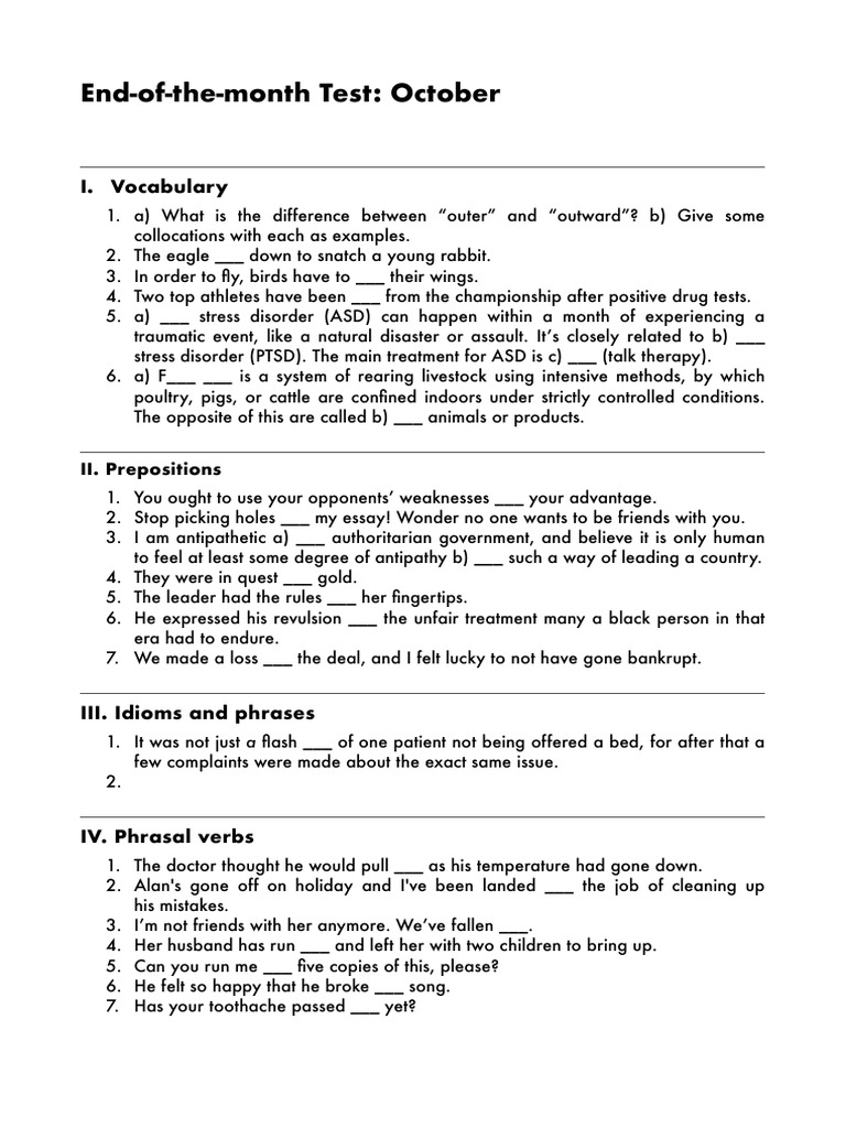 Endofmonth Test October | PDF
