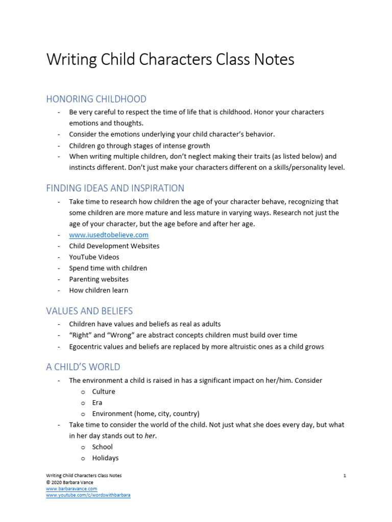 Writing Authentic Child Characters | PDF | Instinct | Value (Ethics)