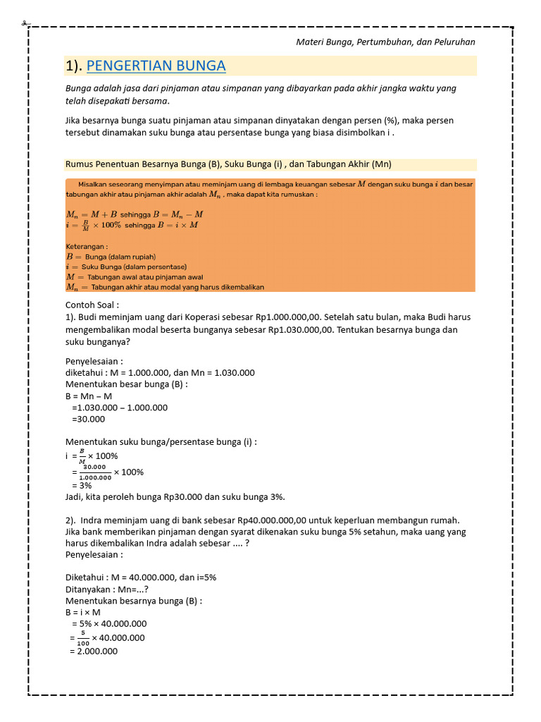 Pengertian dan Contoh Bunga dalam Keuangan | PDF