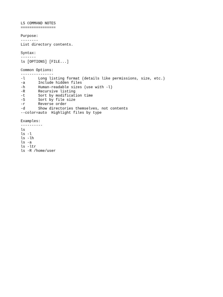 Essential ls Command Guide | PDF