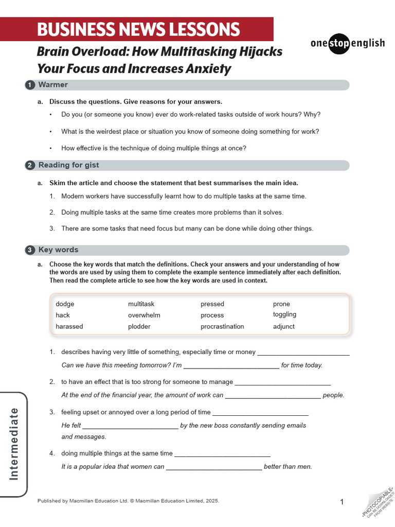 Multitasking's Impact on Focus and Anxiety | PDF | Psychological Concepts