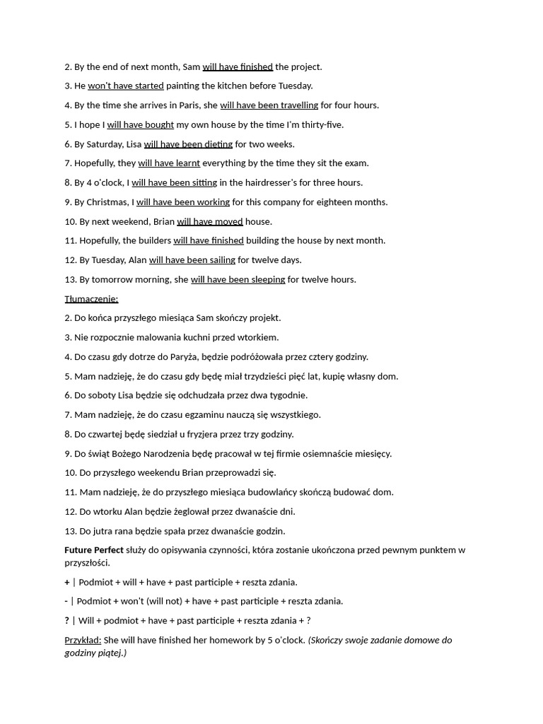 Future Perfect and Continuous Tenses Guide | PDF | Linguistics | Syntax