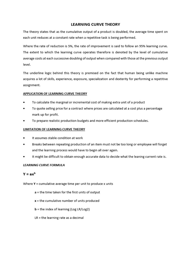 Learning Curve Theory Explained | PDF | Marginal Cost | Learning
