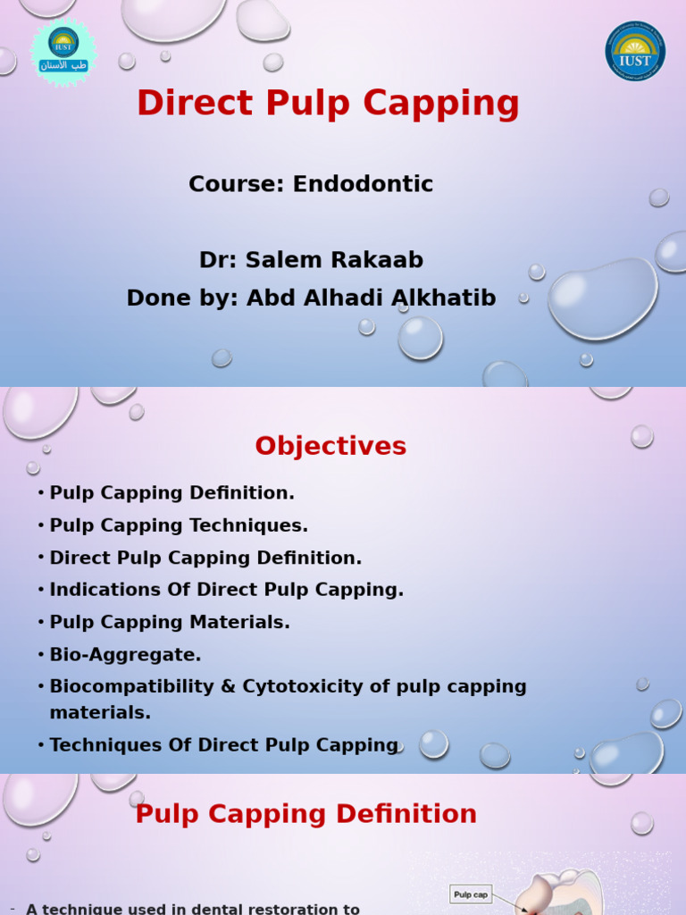 Direct Pulp Capping Techniques Explained | PDF