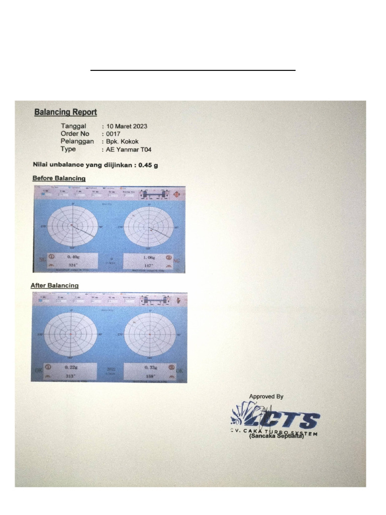 Balancing Turbo Engine Yanmar 6chk | PDF