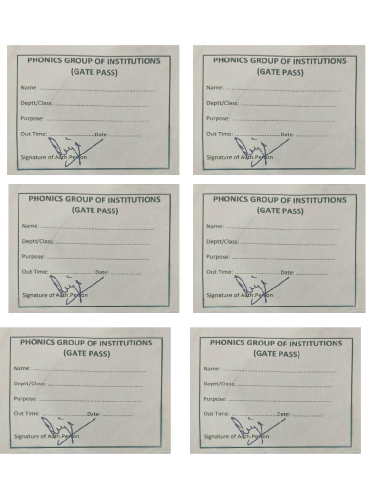 Gate Pass | PDF