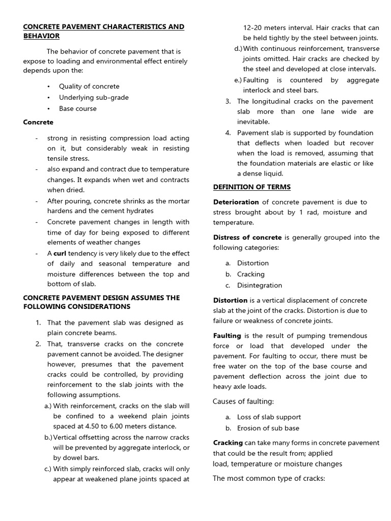 Toaz - Info Ce 113 Concrete Pavement Behavior and Characteristics PR ...