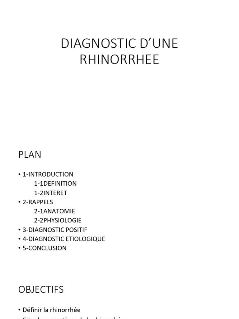 Diagnostic et étiologie de la rhinorrhée | PDF
