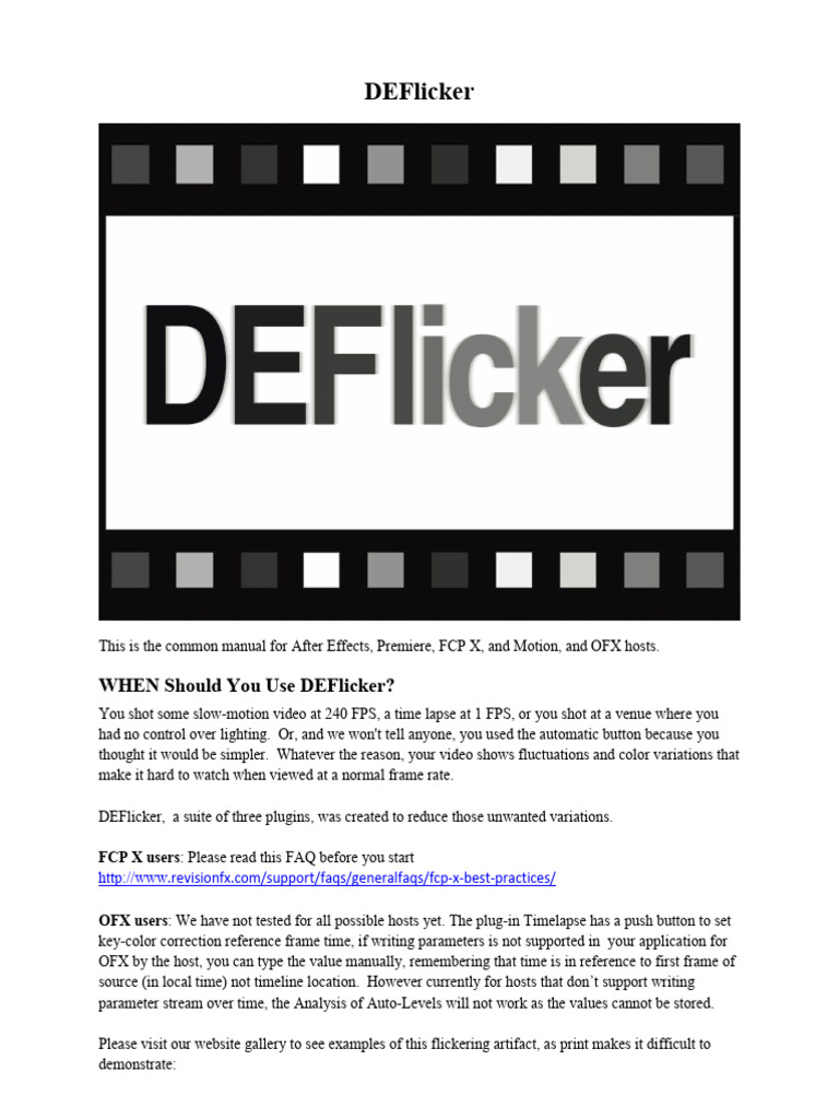 DEFlicker: Plugin Suite for Video Flicker | PDF | Frame Rate | Lighting