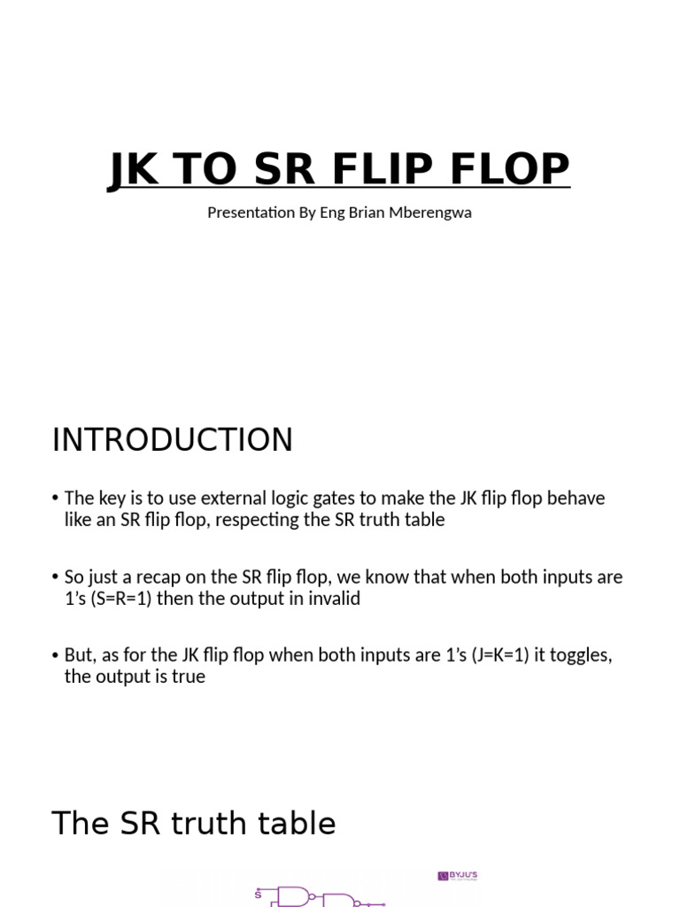 JK To SR Flip Flop by Brian Mberengwa n02423467w | PDF