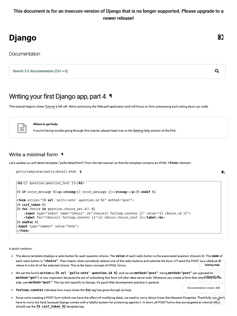 Django Polls App: Form Processing Guide | PDF | Software Development ...