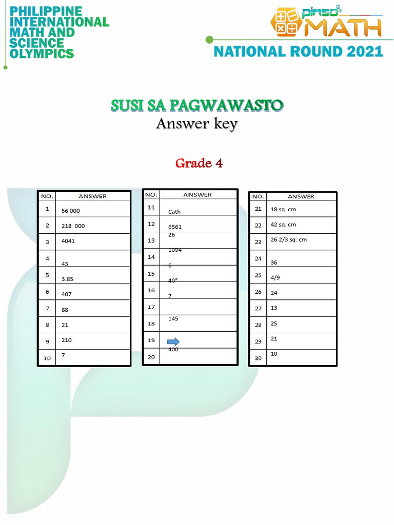 PIMSO 1 Answer | PDF