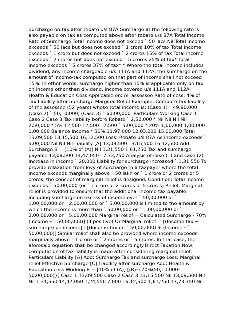 Surcharge On Tax After Rebate U | PDF | Taxes | Limited Liability ...