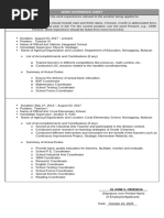 Work Experience Sheet Revised 2025 | PDF