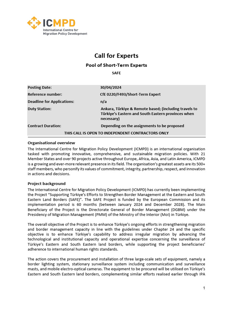 Call For Experts: Pool of Short-Term Experts | PDF | Expert | Project ...