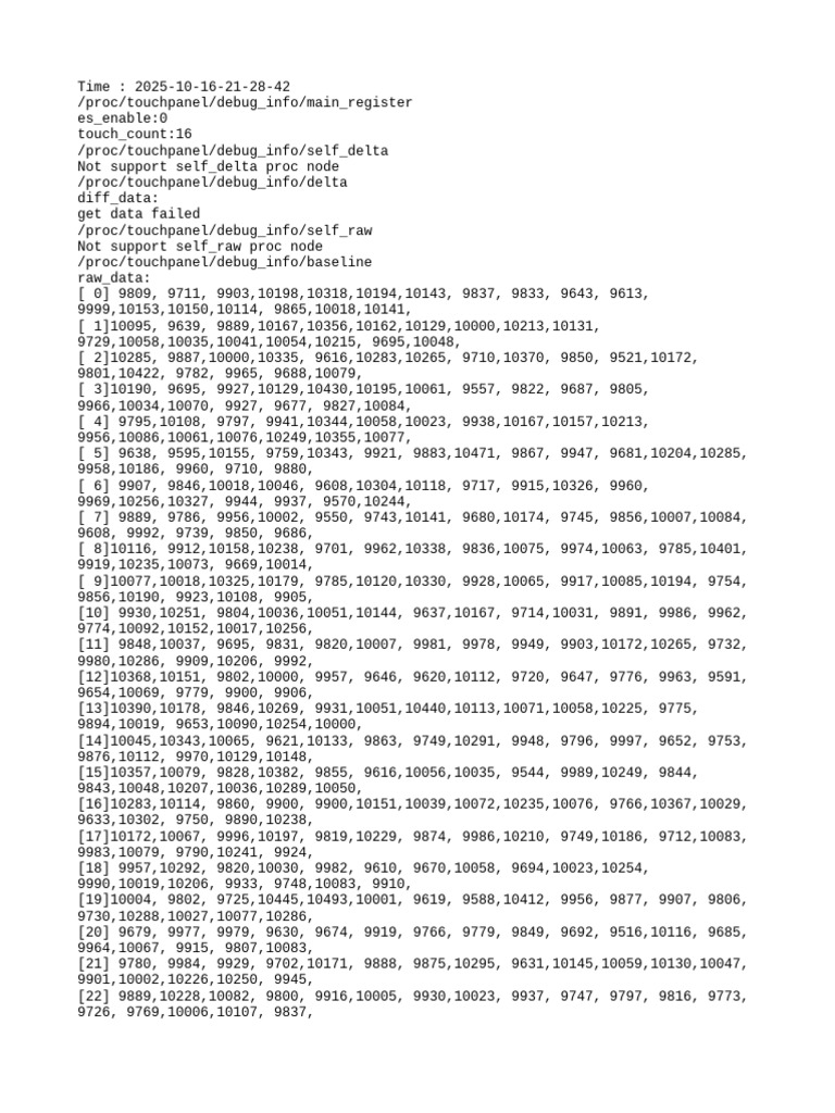 Touchpanel Debug Info Report | PDF