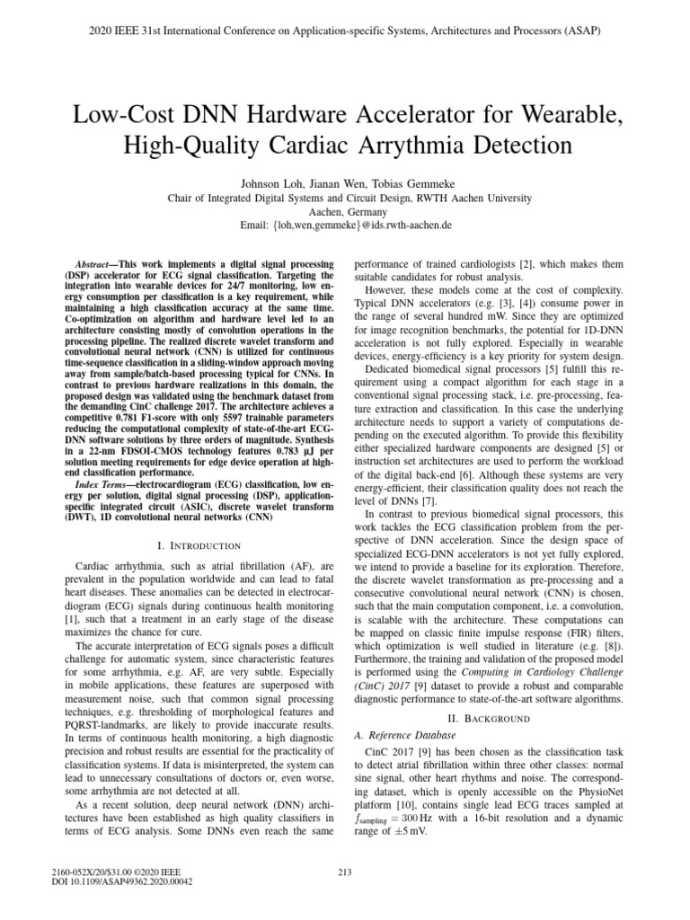 Low-Cost ECG DNN Accelerator for Wearables | PDF | Deep Learning ...