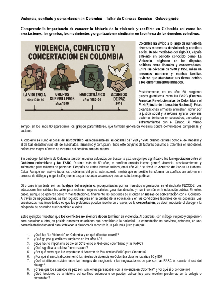 Violencia y paz en Colombia: historia y diálogo | PDF | Colombia