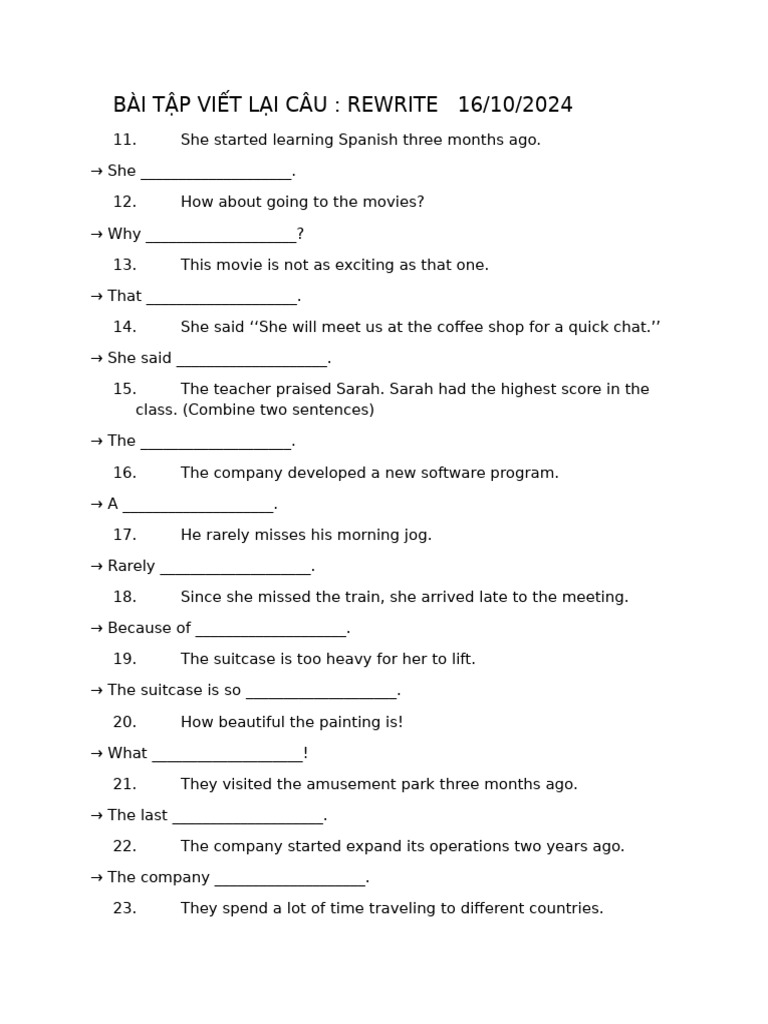 Rewrite Exercises for English Class | PDF | Chess Theory | Chess