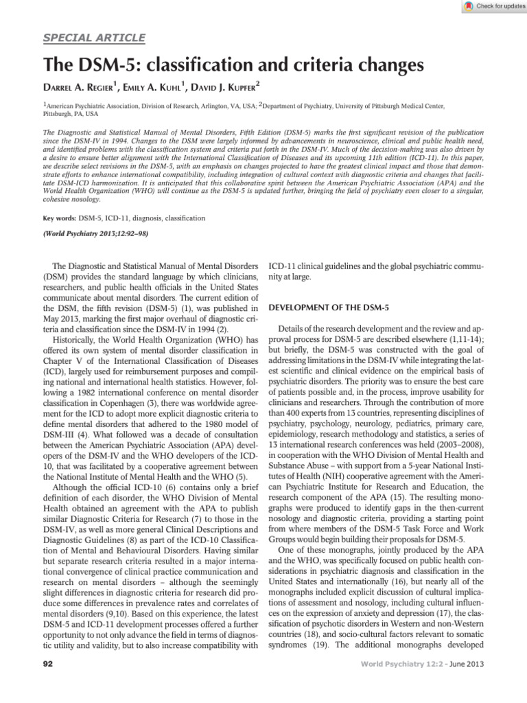 DSM-5 Classification and Criteria Changes | PDF | Mental Disorder ...