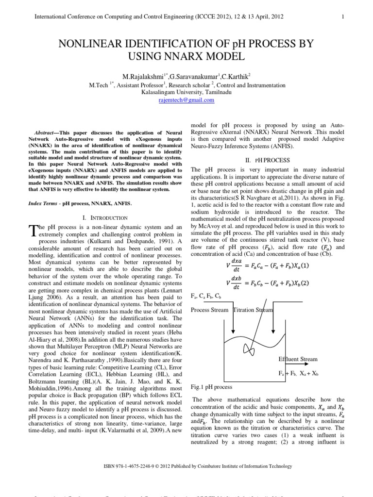 Nonlinear Identification of PH Process by Using Nnarx Model: M ...