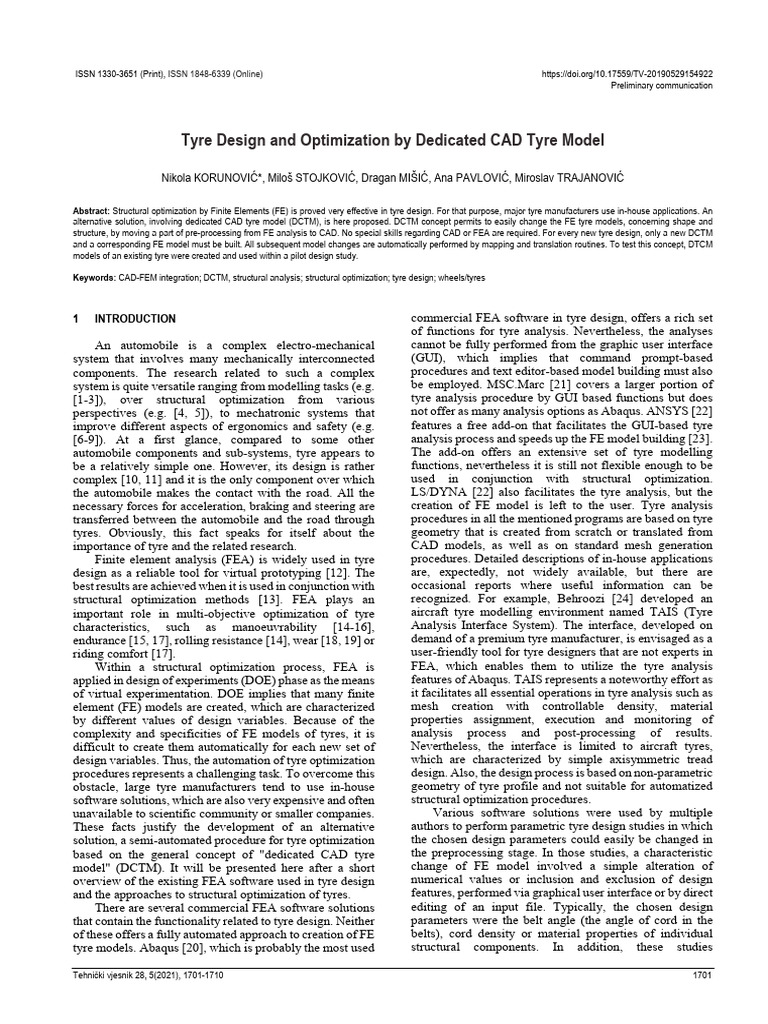 Tyre Design Optimization with CAD Model | PDF | Finite Element Method ...