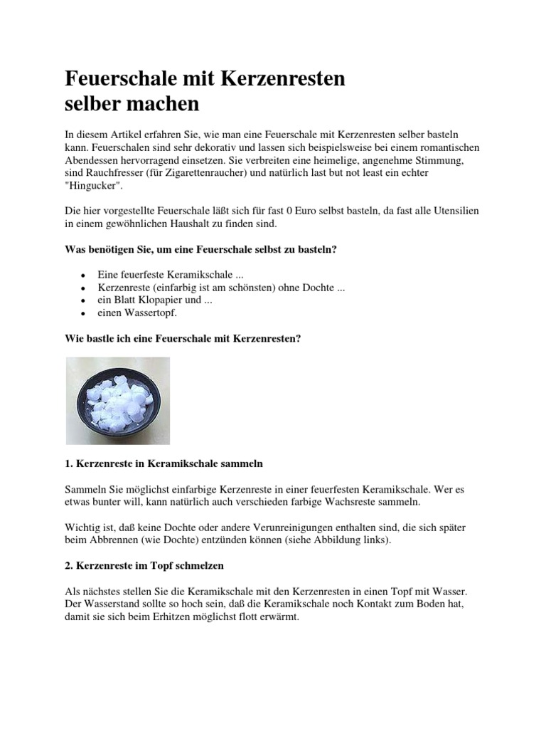 Feuerschale Mit Kerzenresten Selber Machen