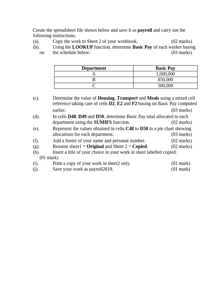 Payroll Spreadsheet Instructions Guide | PDF