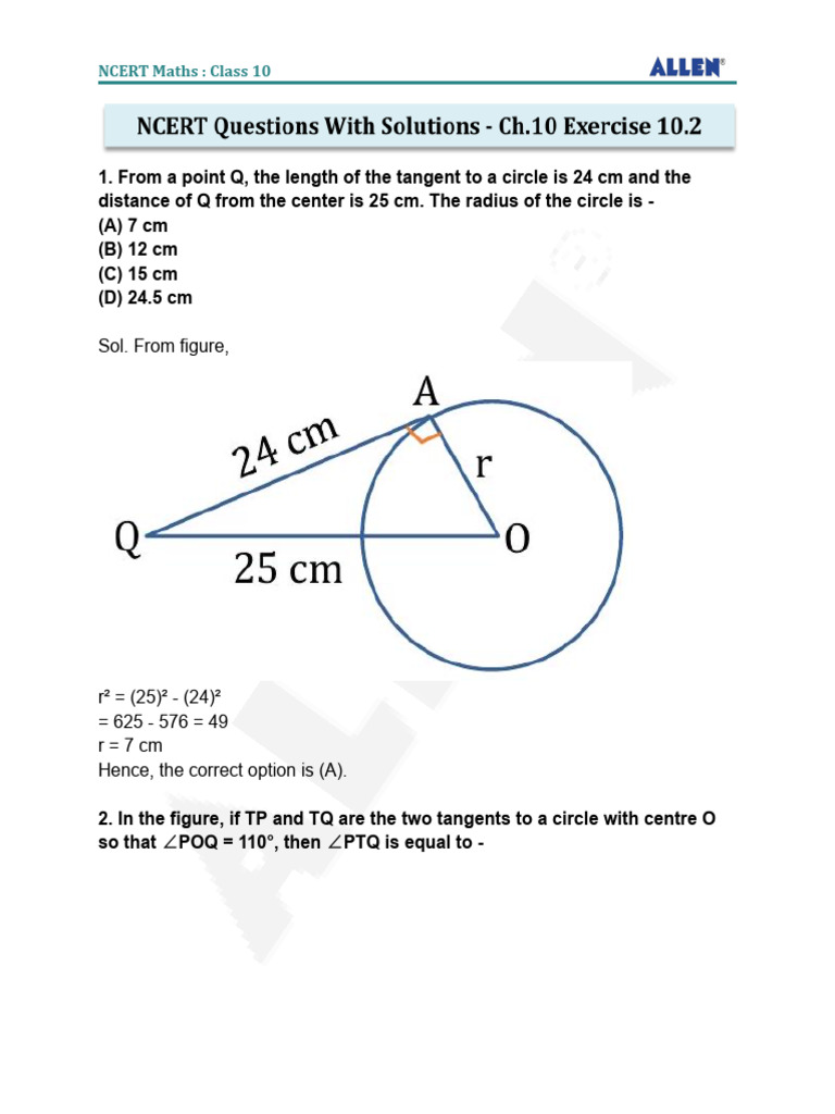 Tangent Length and Circle Radius Calculation | PDF | Circle | Perpendicular