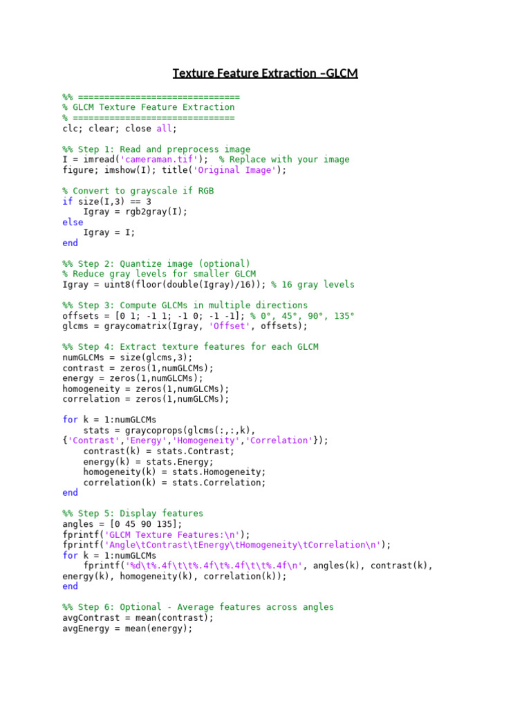 Texture Feature Extraction | PDF