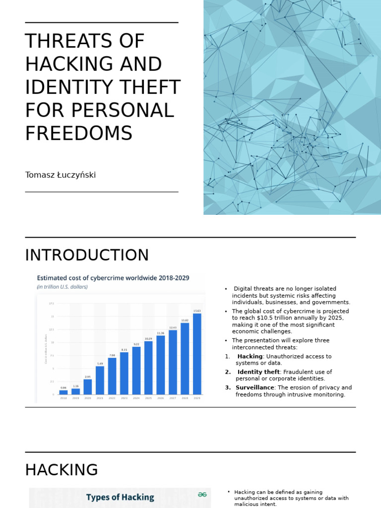 Image showcasing Cyber Threats: Hacking & Identity Theft | PDF | Cybercrime | Security