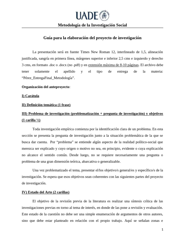 Guía para La Elaboración Del Proyecto de Investigación | PDF | Diseño ...